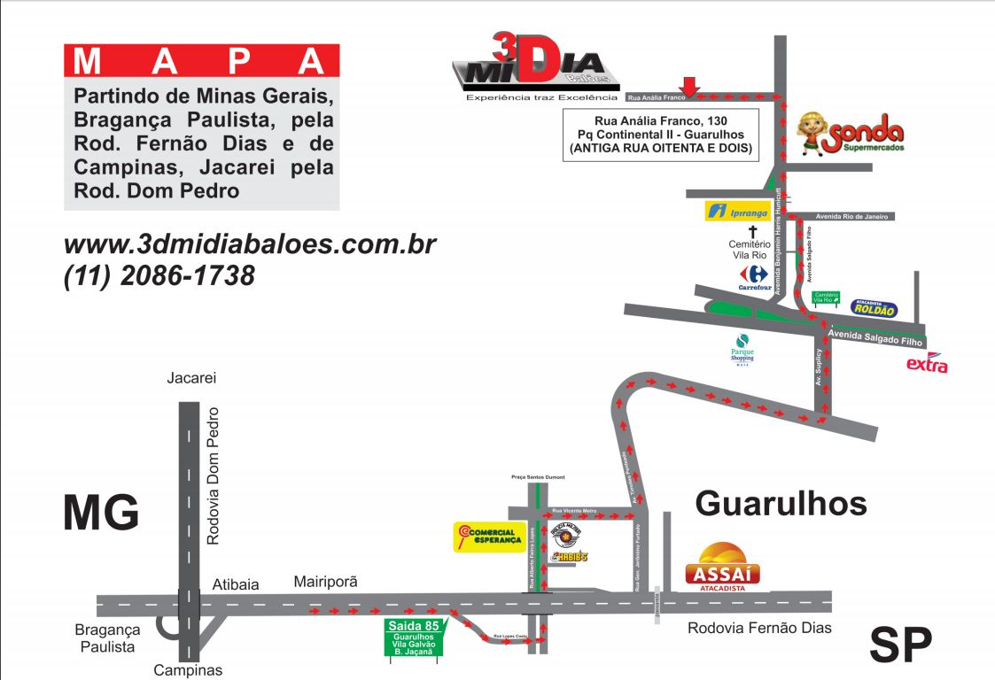 mapa via fernão dias